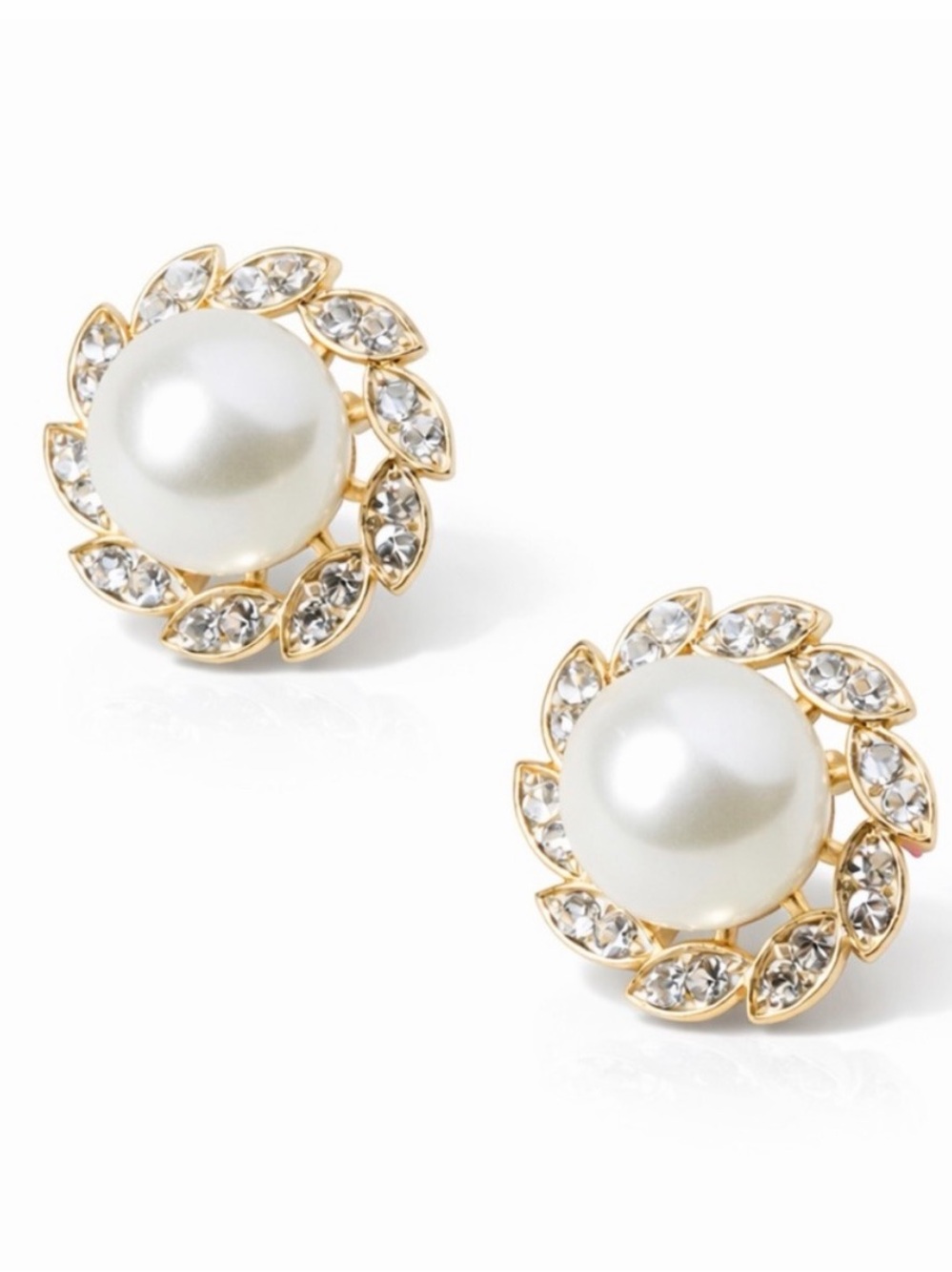 New! Gold Pearl Statement Earrings (1069) NWOT